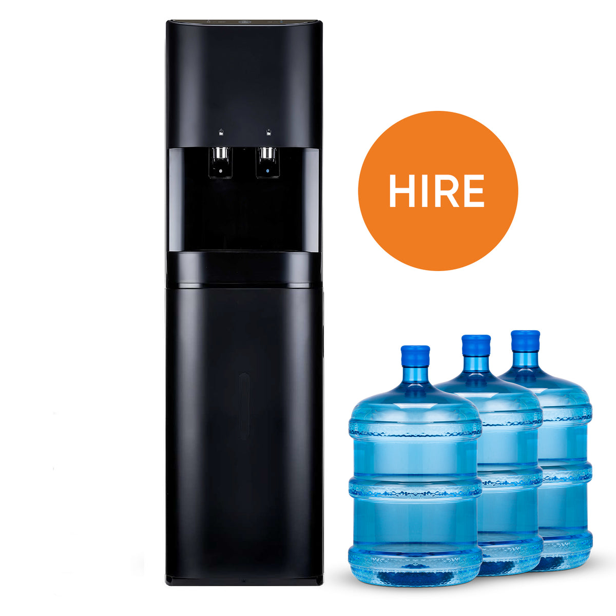 Premium Water Cooler (Black) – Bottom Loaded (+ 4 free 15L bottles) - &lt;strong&gt;Annual Hire&lt;/strong&gt;